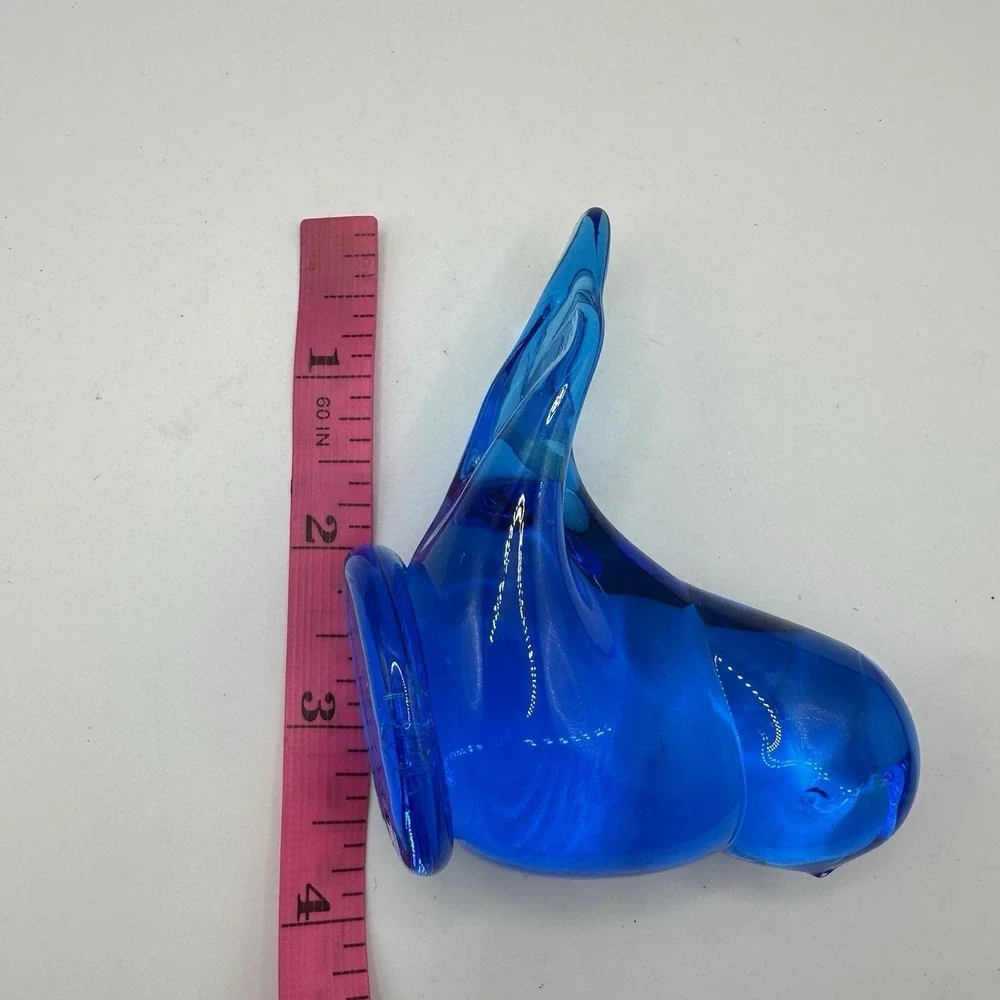 Vtg Leo Ward Glass Blue Bird Bluebird Of Happiness Figurine Signed 1993